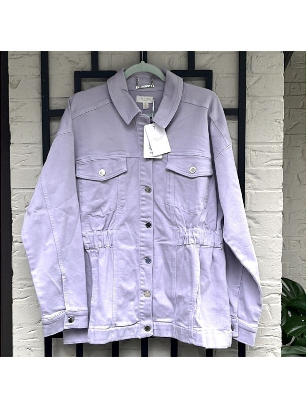 Ted Baker Sofiaz Oversized Denim Jacket in Lilac Size 12 nwt - Picture 8 of 13